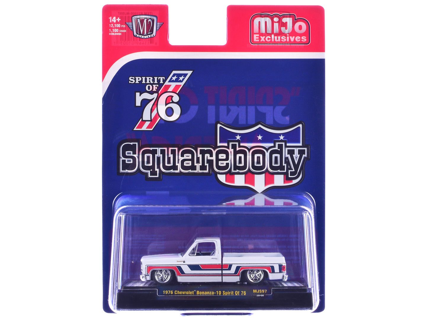 1976 Chevrolet Silverado Bonanza-10 Pickup Truck "Spirit of '76" White with Blue and Red Graphics Limited Edition to 12100 pieces Worldwide 1/64 Diecast Model Car