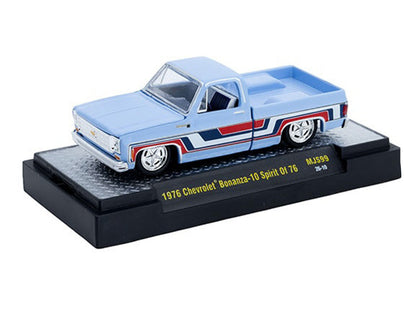 1976 Chevrolet Silverado Bonanza-10 Pickup Truck "Spirit of '76" Light Blue with Red White and Blue Graphics Limited Edition to 11770 pieces Worldwide 1/64 Diecast Model Car