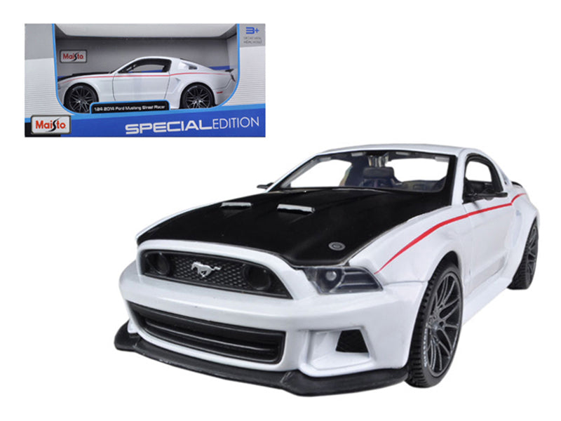 2014 Ford Mustang "Street Racer" White with Black Hood "Special Edition" Series 1/24 Diecast Model Car