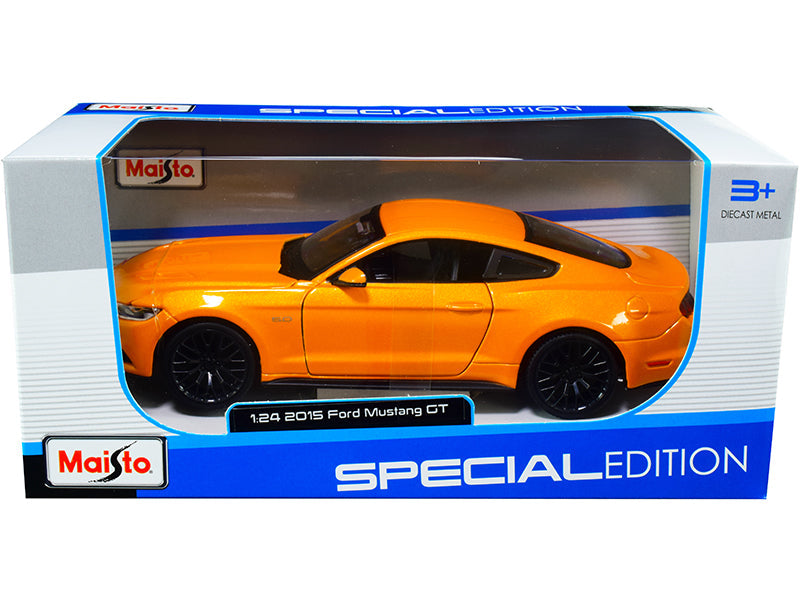 2015 Ford Mustang GT 5.0 Orange Metallic 1/24 Diecast Model Car