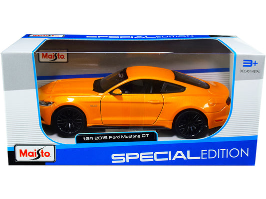 2015 Ford Mustang GT 5.0 Orange Metallic 1/24 Diecast Model Car