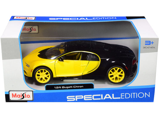 Bugatti Chiron Yellow and Black 1/24 Diecast Model Car