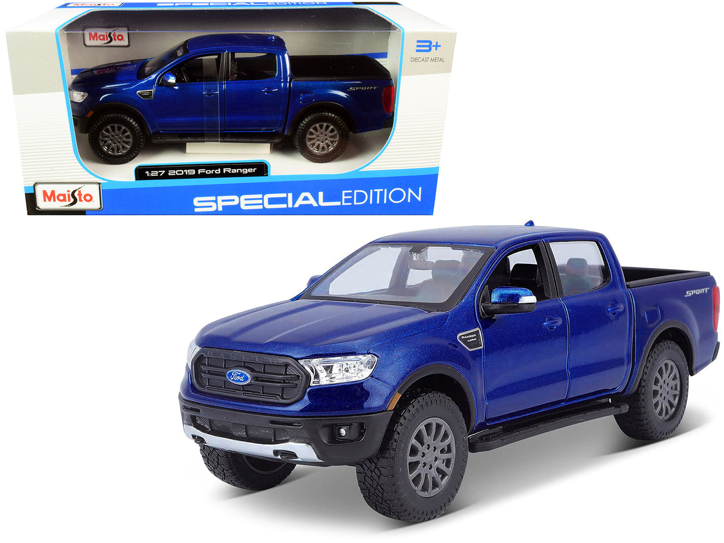 2019 Ford Ranger Lariat Sport Pickup Truck Dark Blue Metallic 1/27 Diecast Model Car
