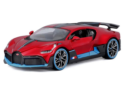 Bugatti Divo Red Metallic with Carbon and Blue Accents "Special Edition" 1/24 Diecast Model Car