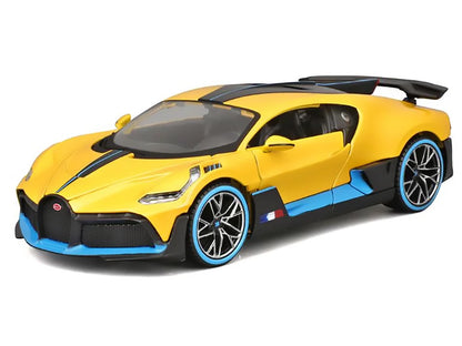 Bugatti Divo Yellow Metallic with Carbon and Blue Accents "Special Edition" 1/24 Diecast Model Car