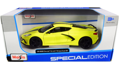 2020 Chevrolet Corvette Stingray Z51 Coupe Yellow with Black Stripes 1/24 Diecast Model Car