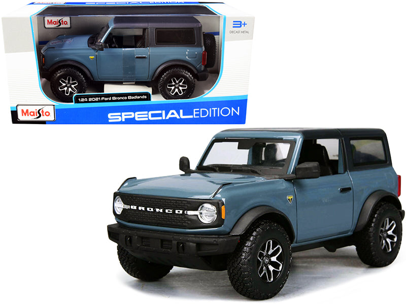 2021 Ford Bronco Badlands Blue with Black Top "Special Edition" 1/24 Diecast Model Car
