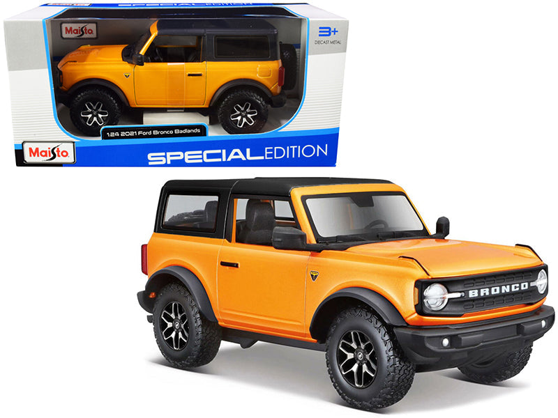 2021 Ford Bronco Badlands Orange Metallic with Black Top "Special Edition" 1/24 Diecast Model Car