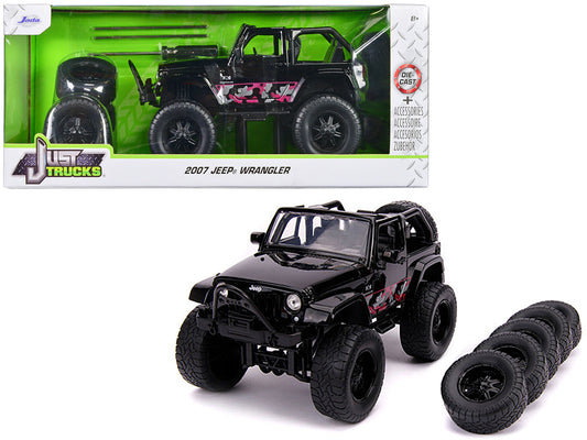 2007 Jeep Wrangler Black with Extra Wheels "Just Trucks" Series 1/24 Diecast Model Car