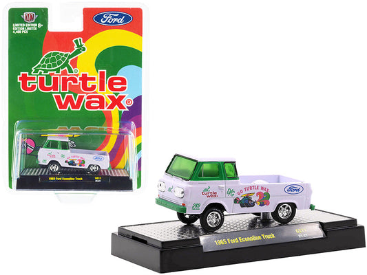1965 Ford Econoline Pickup Truck "Turtle Wax" White and Green Limited Edition to 4400 pieces Worldwide 1/64 Diecast Model Car