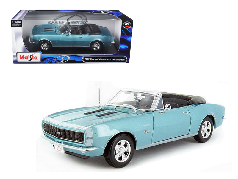 1967 Chevrolet Camaro SS 396 Convertible Turquoise 1/18 Diecast Model Car