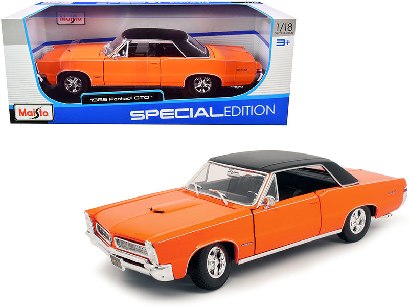 1965 Pontiac GTO Hurst Orange with Black Top and White Stripes "Special Edition" 1/18 Diecast Model Car