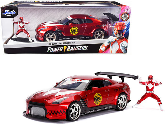 2009 Nissan GT-R (R35) Candy Red and Red Ranger Diecast Figurine "Power Rangers" 1/24 Diecast Model Car