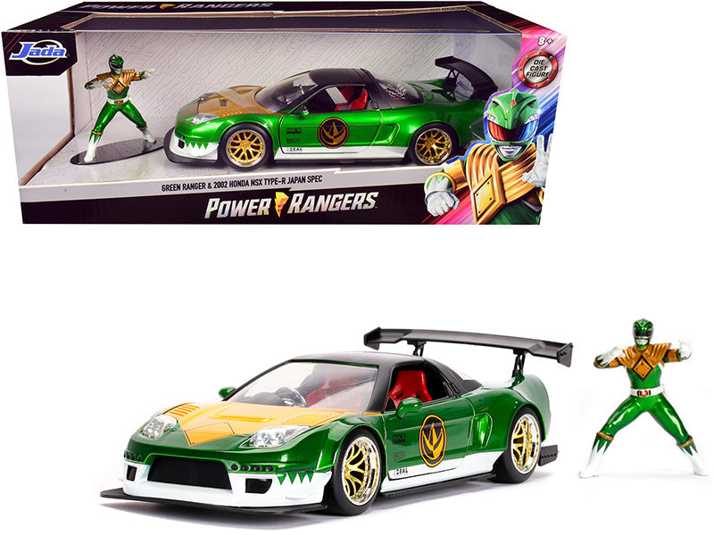 2002 Honda NSX Type-R Japan Spec RHD (Right Hand Drive) and Green Ranger Diecast Figurine "Power Rangers" 1/24 Diecast Model Car