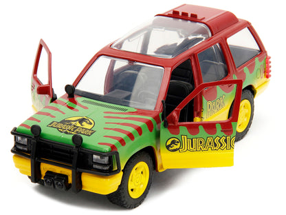 Ford Explorer Red and Yellow with Green Graphics "Jurassic Park" (1993) Movie 30th Anniversary "Hollywood Rides" Series 1/32 Diecast Model Car