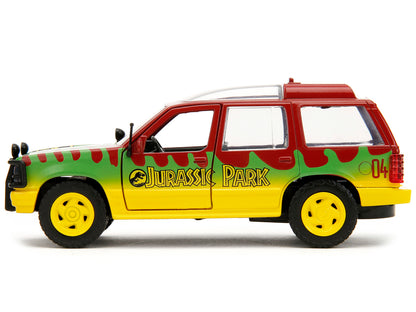 Ford Explorer Red and Yellow with Green Graphics "Jurassic Park" (1993) Movie 30th Anniversary "Hollywood Rides" Series 1/32 Diecast Model Car