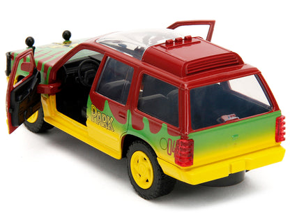 Ford Explorer Red and Yellow with Green Graphics "Jurassic Park" (1993) Movie 30th Anniversary "Hollywood Rides" Series 1/32 Diecast Model Car