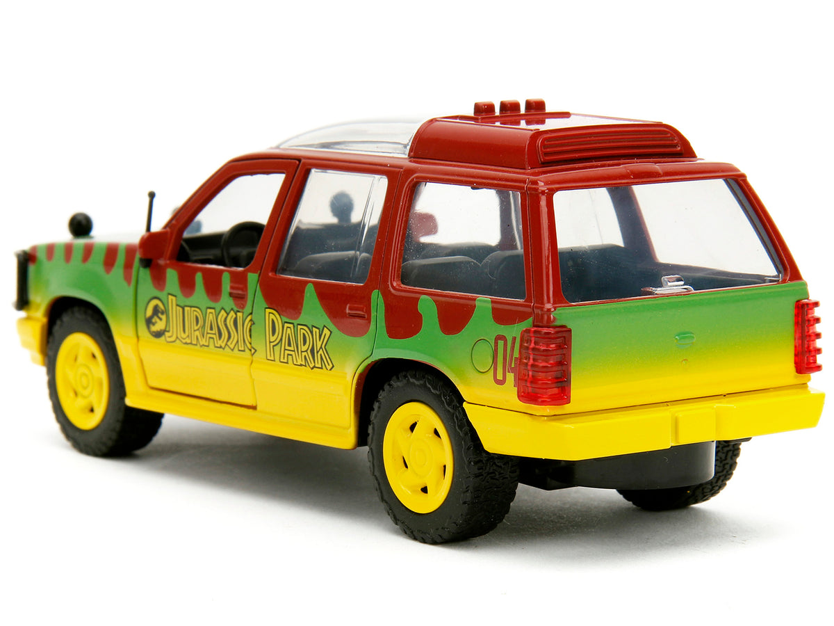 Ford Explorer Red and Yellow with Green Graphics "Jurassic Park" (1993) Movie 30th Anniversary "Hollywood Rides" Series 1/32 Diecast Model Car
