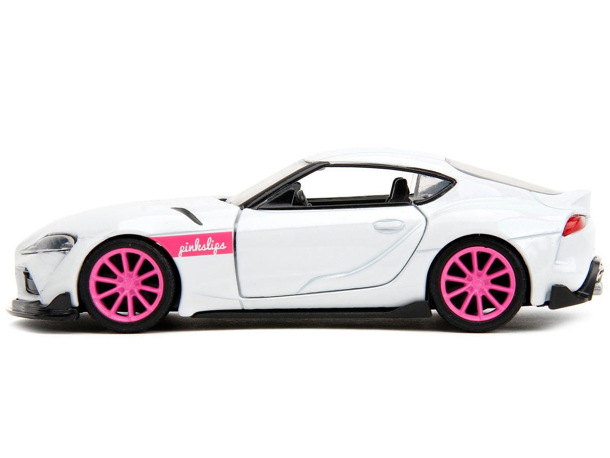 2020 Toyota Supra White Metallic with Pink Wheels "Pink Slips" Series 1/32 Diecast Model Car