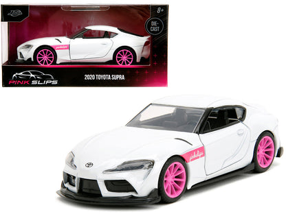 2020 Toyota Supra White Metallic with Pink Wheels "Pink Slips" Series 1/32 Diecast Model Car