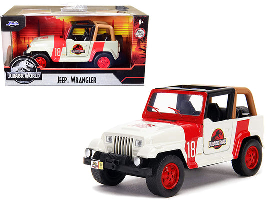 Jeep Wrangler #18 "Jurassic Park" Red and Beige "Jurassic World" 1/32 Diecast Model Car