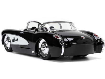 1957 Chevrolet Corvette Black with White Top and Wolfman Diecast Figure "Universal Monsters" "Hollywood Rides" Series 1/24 Diecast Model Car