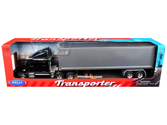 Kenworth T2000 Truck Black with Gray Container "Transporter" Series 1/32 Diecast Model