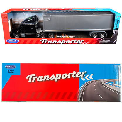 Kenworth T2000 Truck Black with Gray Container "Transporter" Series 1/32 Diecast Model