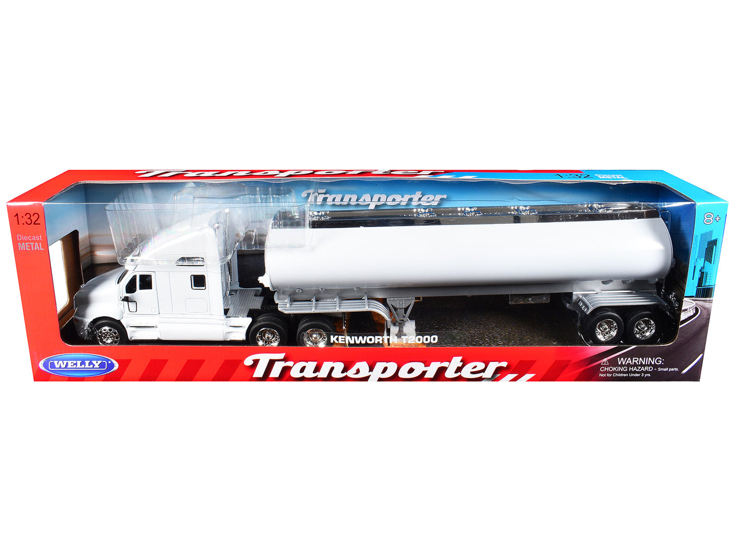 Kenworth T2000 Truck White with White Tanker Trailer "Transporter" Series 1/32 Diecast Model