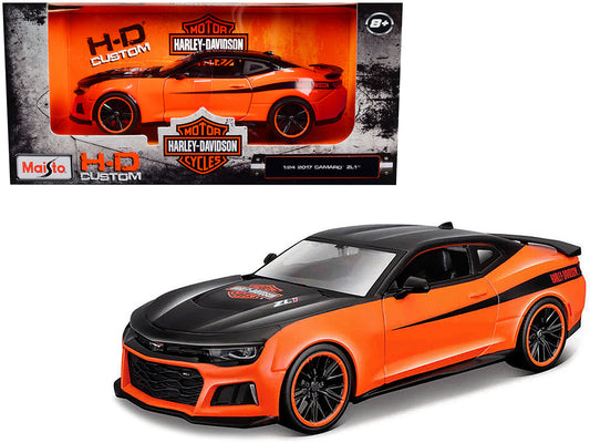 2017 Chevrolet Camaro ZL1 Orange and Black "Harley Davidson" "H-D Custom" Series 1/24 Diecast Model Car