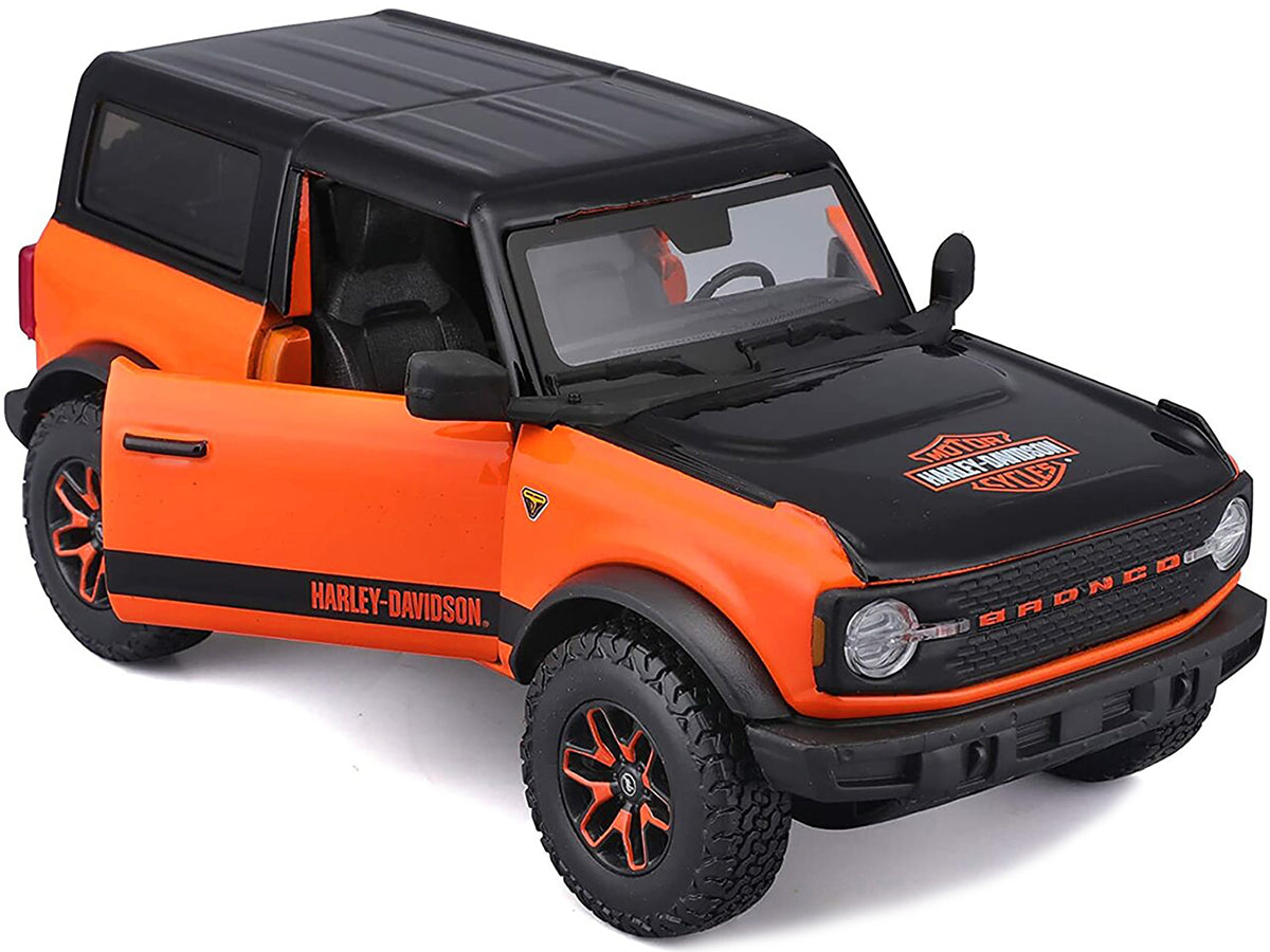 2021 Ford Bronco Badlands Orange and Black "Harley Davidson" "H-D Custom" Series 1/24 Diecast Model Car