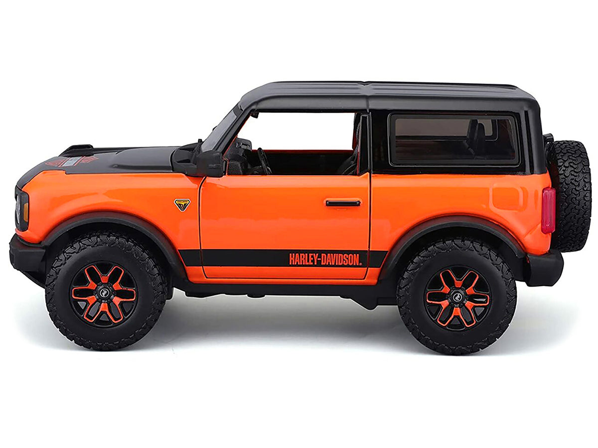 2021 Ford Bronco Badlands Orange and Black "Harley Davidson" "H-D Custom" Series 1/24 Diecast Model Car