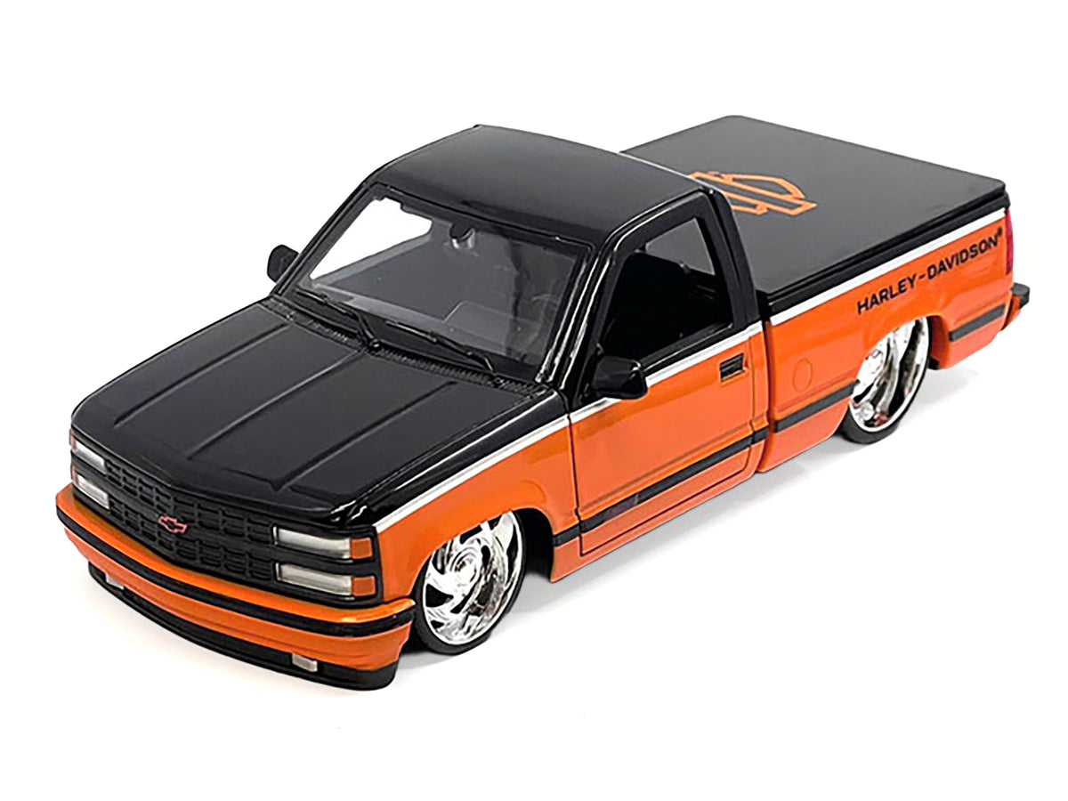 1993 Chevrolet 454 SS Pickup Truck "Harley Davidson" Black and Orange "H-D Custom" Series 1/24 Diecast Model Car