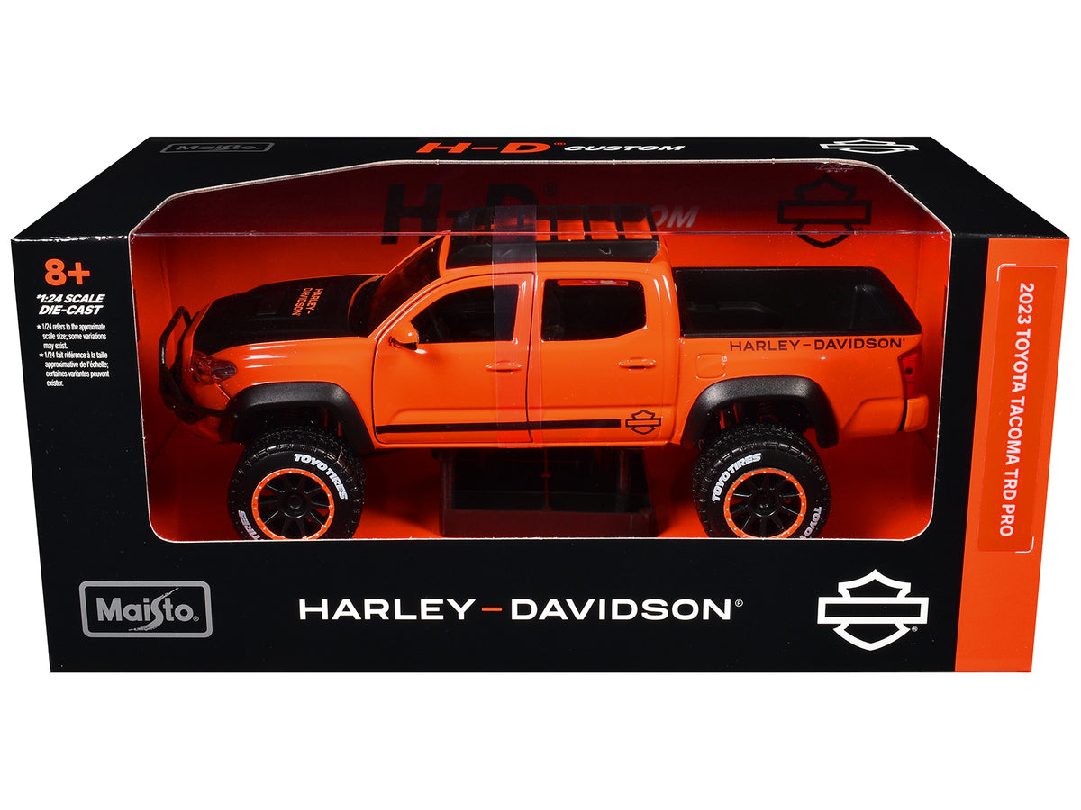 2023 Toyota Tacoma TRD Pro Pickup Truck "Harley Davidson" Orange and Black with Roof Rack "H-D Custom" Series 1/24 Diecast Model Car