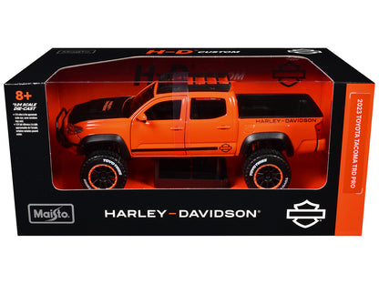 2023 Toyota Tacoma TRD Pro Pickup Truck "Harley Davidson" Orange and Black with Roof Rack "H-D Custom" Series 1/24 Diecast Model Car