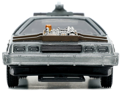 DeLorean DMC (Time Machine) Brushed Metal "Back to the Future Part III" (1990) Movie "Hollywood Rides" Series 1/32 Diecast Model Car