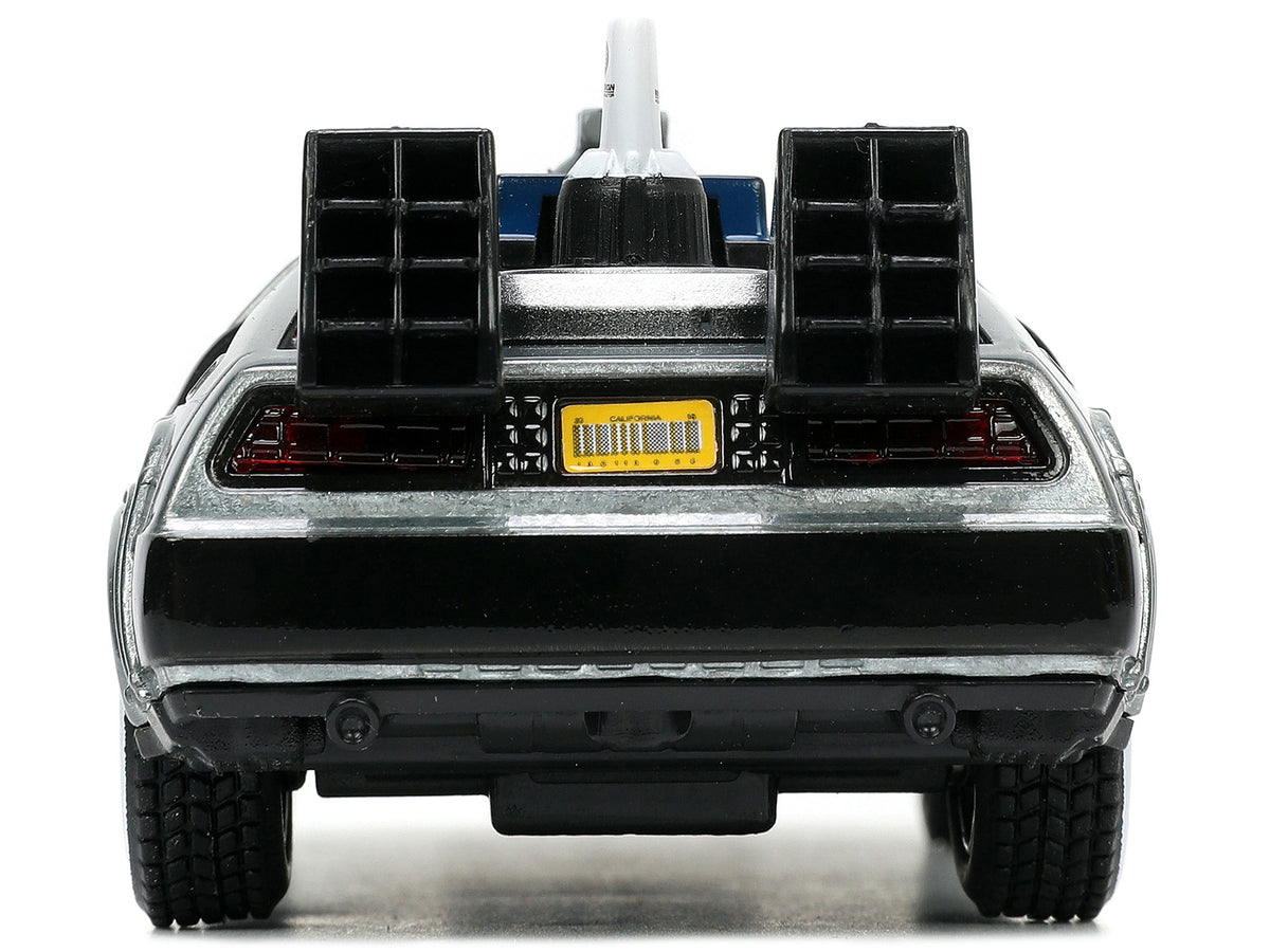 DeLorean DMC (Time Machine) Brushed Metal "Back to the Future Part III" (1990) Movie "Hollywood Rides" Series 1/32 Diecast Model Car