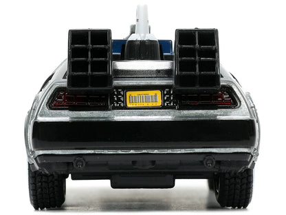DeLorean DMC (Time Machine) Brushed Metal "Back to the Future Part III" (1990) Movie "Hollywood Rides" Series 1/32 Diecast Model Car