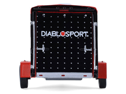 2012 Jeep Wrangler Unlimited "Diablo Sport" Black with Red Graphics and Small Cargo Trailer "Hitch & Tow" Series 33 1/64 Diecast Model Cars