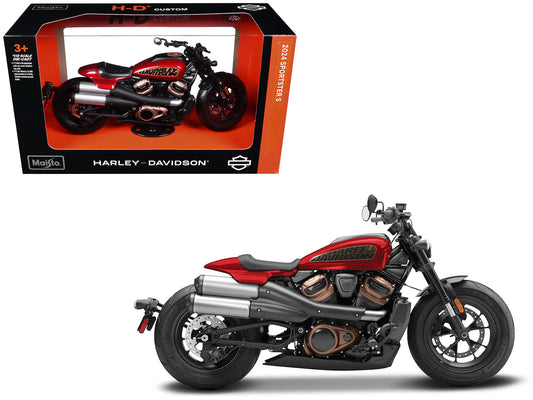 2024 Harley Davidson Sportster S Motorcycle Red Metallic and Black "H-D Custom" Series 1/12 Diecast Model Car
