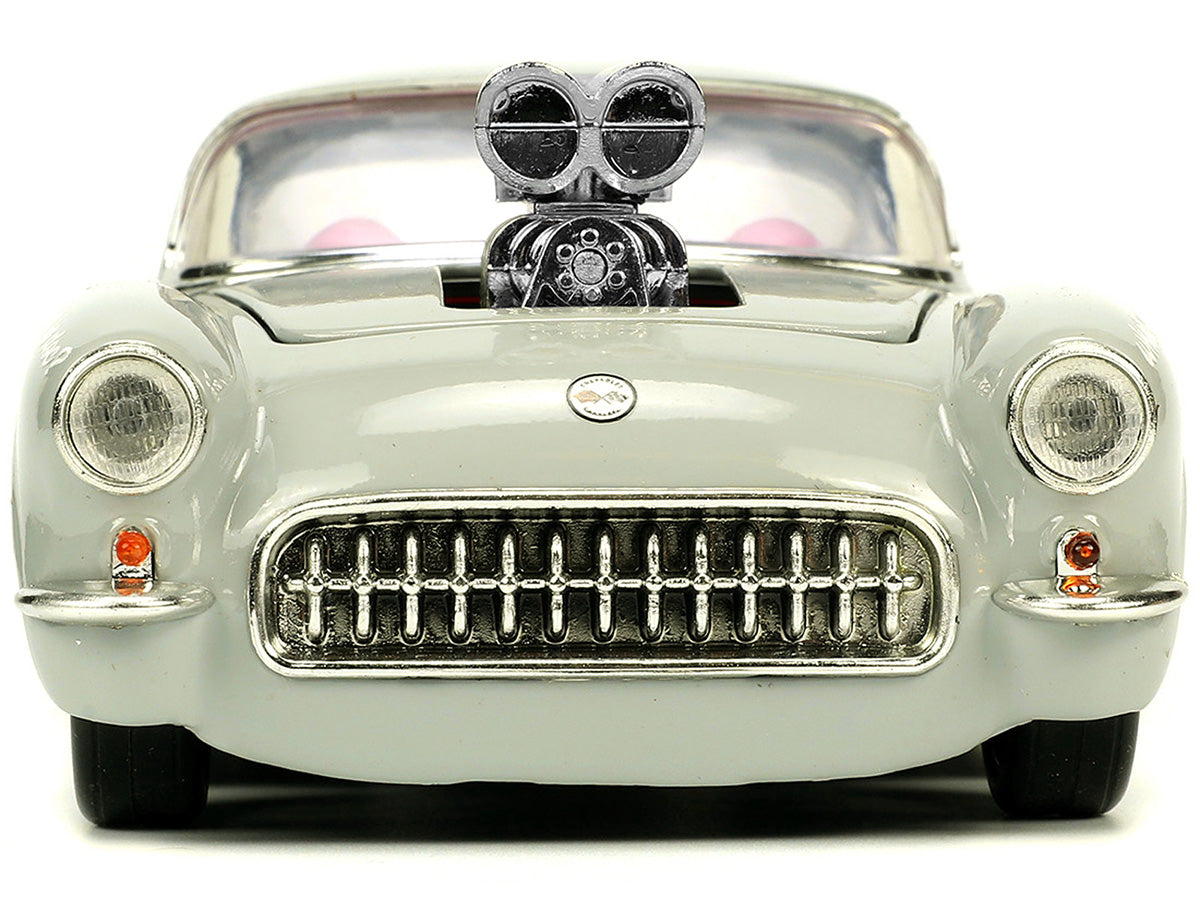 1957 Chevrolet Corvette Beige with Pink Interior with Bugs Bunny Figure "Looney Tunes" "Hollywood Rides" Series 1/24 Diecast Model Car