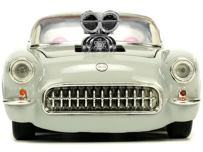 1957 Chevrolet Corvette Beige with Pink Interior with Bugs Bunny Figure "Looney Tunes" "Hollywood Rides" Series 1/24 Diecast Model Car