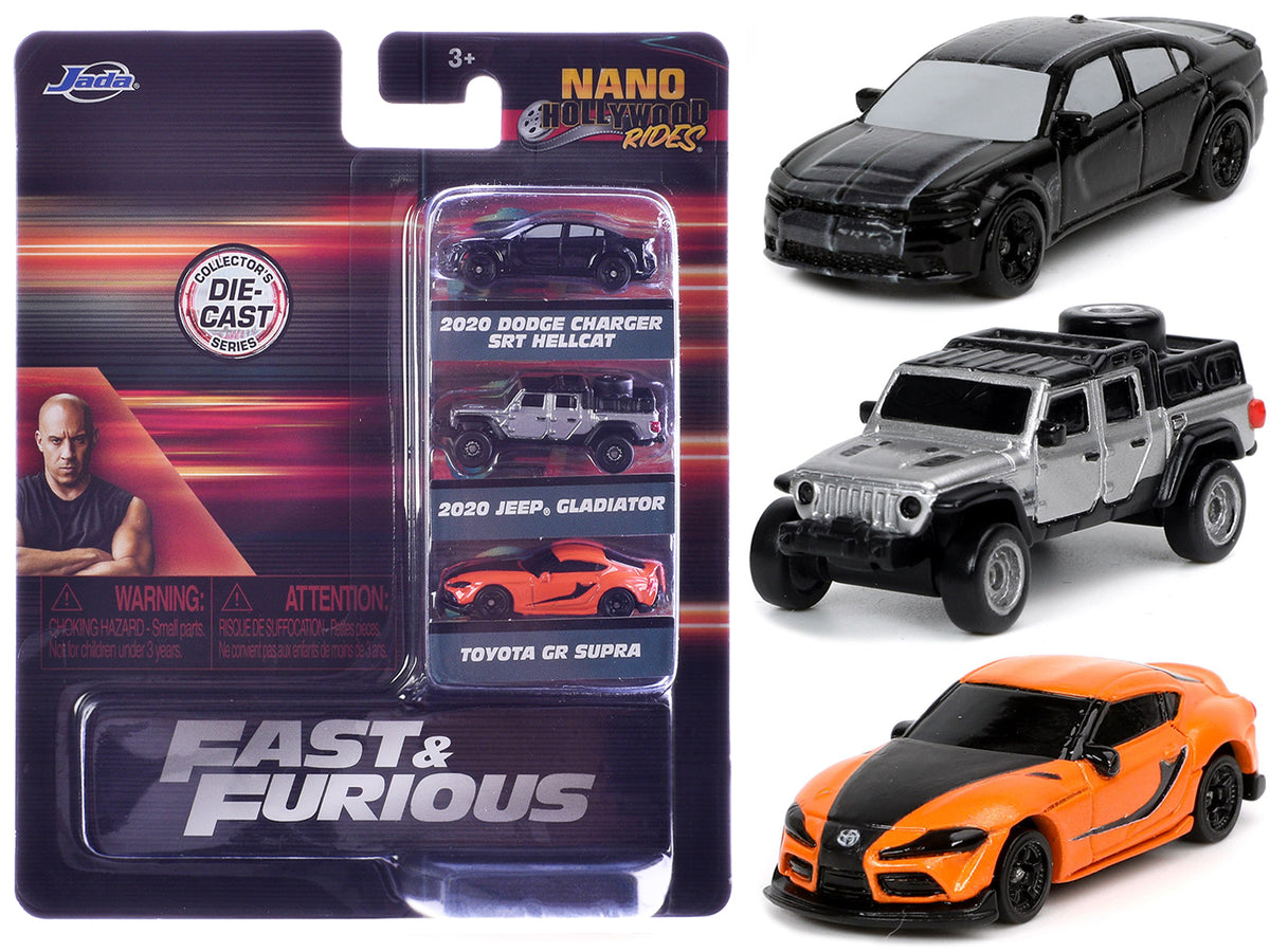 "Fast & Furious 9" (2021) Movie 3 piece Set "Nano Hollywood Rides" Series Diecast Model Cars