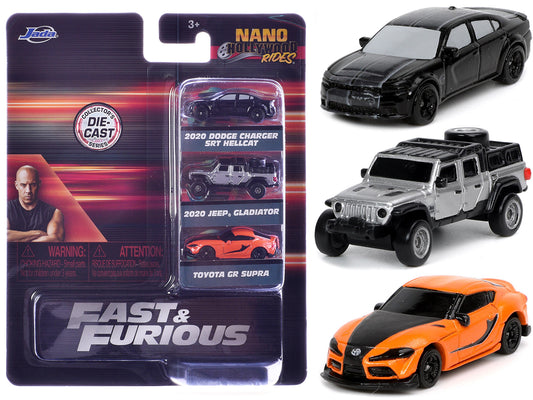 "Fast & Furious 9" (2021) Movie 3 piece Set "Nano Hollywood Rides" Series Diecast Model Cars