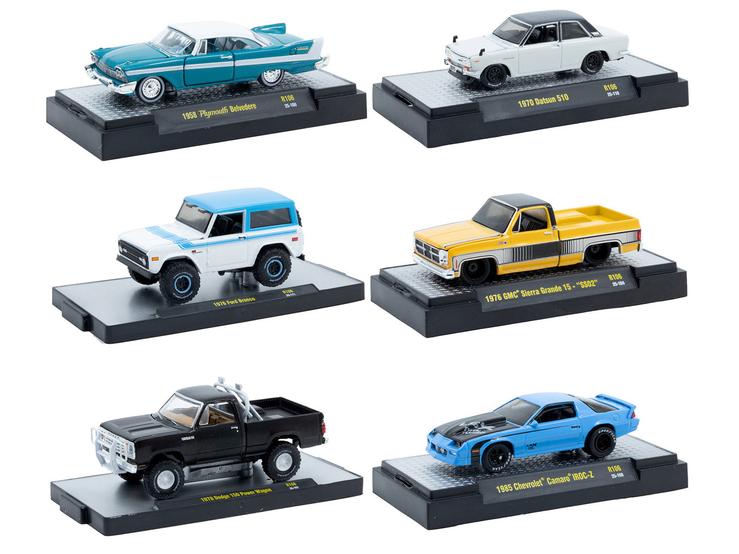 "Auto-Thentics" 6 piece Set Release 106 IN DISPLAY CASES Limited Edition 1/64 Diecast Model Cars