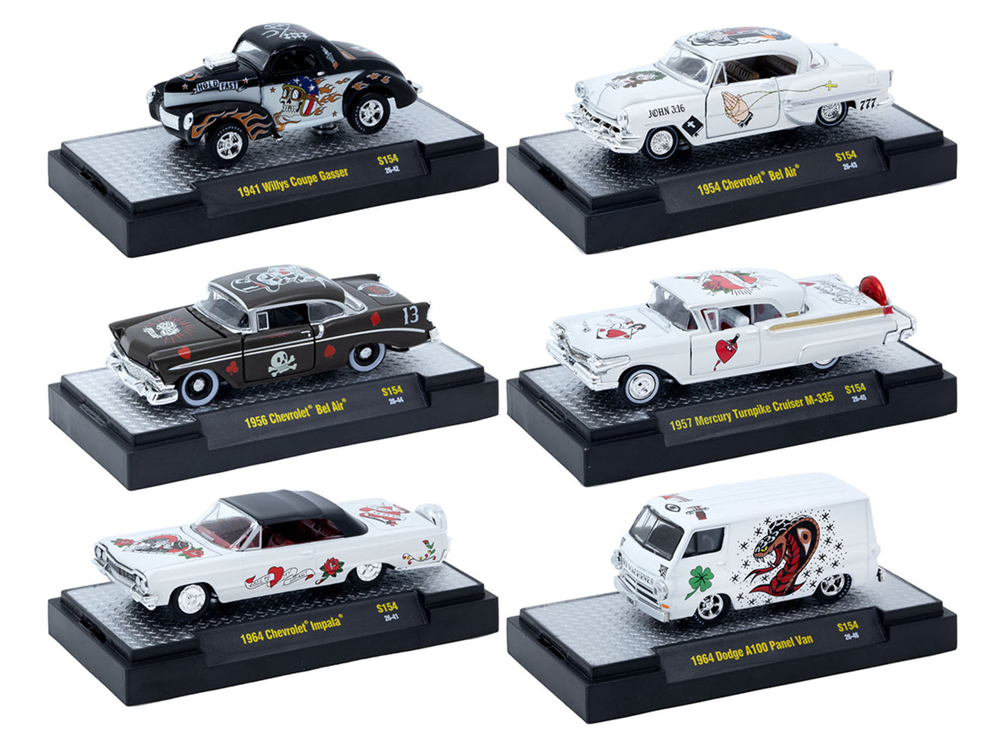 "Auto-Thentics" 6 piece Set Release S154 IN DISPLAY CASES Limited Edition 1/64 Diecast Model Cars