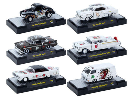 "Auto-Thentics" 6 piece Set Release S154 IN DISPLAY CASES Limited Edition 1/64 Diecast Model Cars