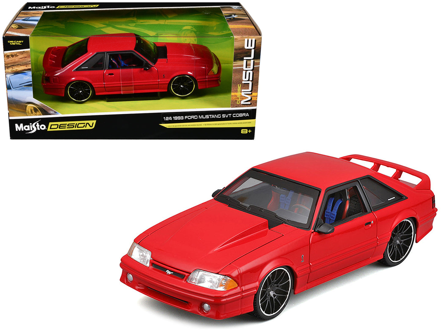 1993 Ford Mustang SVT Cobra Red "Classic Muscle" "Maisto Design" Series 1/24 Diecast Model Car