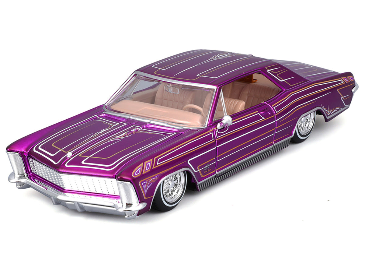 1965 Buick Riviera Lowrider Purple Metallic with Graphics "Lowriders" Series 1/26 Diecast Model Car