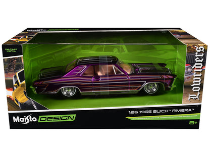 1965 Buick Riviera Lowrider Purple Metallic with Graphics "Lowriders" Series 1/26 Diecast Model Car